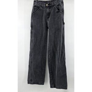 J Galt Jeans Womens Small Black Carpenter Denim Adjustable Waist Faded Y2k 90s‎